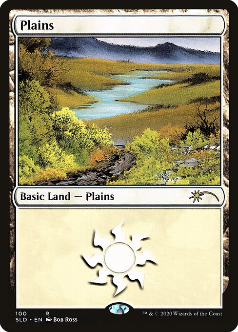 【Foil】(SLD-RL)Plains/平地【No.100, Illus. Bob Ross】【英語】
