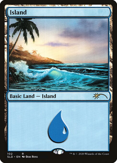 【Foil】(SLD-RL)Island/島【No.102, Illus. Bob Ross】【英語】
