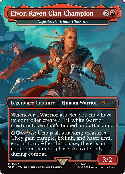 【Foil】(SLD-MR)『Eivor, Raven Clan Champion』Najeela, the Blade-Blossom/刃を咲かせる者、ナジーラ【No.1557】【英語】