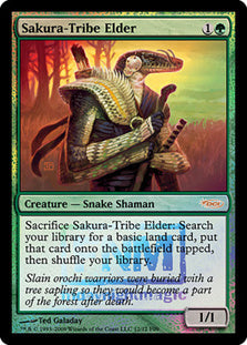 【Foil】(Promo-FNM)Sakura-Tribe Elder/桜族の長老【英語】