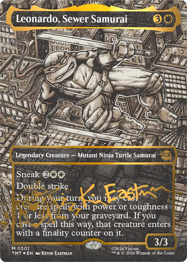 【Foil】【Kevin Eastmanシグネチャー】(TMT-MW)Leonardo, Sewer Samurai/下水道侍、レオナルド【No.0301】【英語】