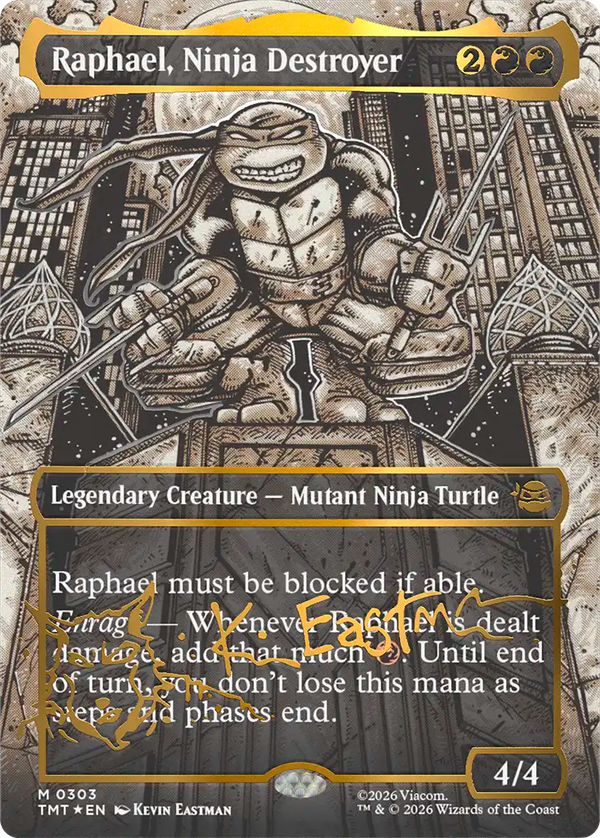 【Foil】【Kevin Eastmanシグネチャー】(TMT-MR)Raphael, Ninja Destroyer/破壊のニンジャ、ラファエロ【No.0303】【英語】