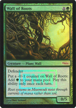 【Foil】(Promo-FNM)Wall of Roots/根の壁【英語】