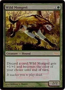 【Foil】(Promo-FNM)Wild Mongrel/野生の雑種犬【英語】