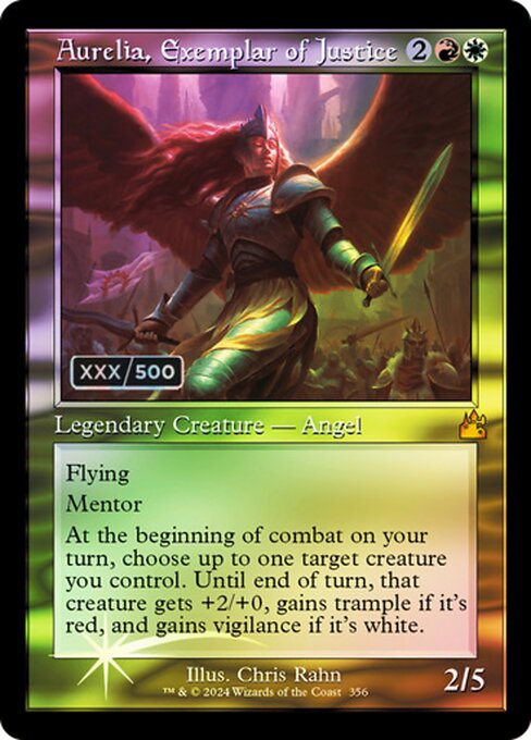 【ダブルレインボウ・Foil】【Serial Number】【旧枠】(RVR-MM)Aurelia, Exemplar of Justice/正義の模範、オレリア【英語】