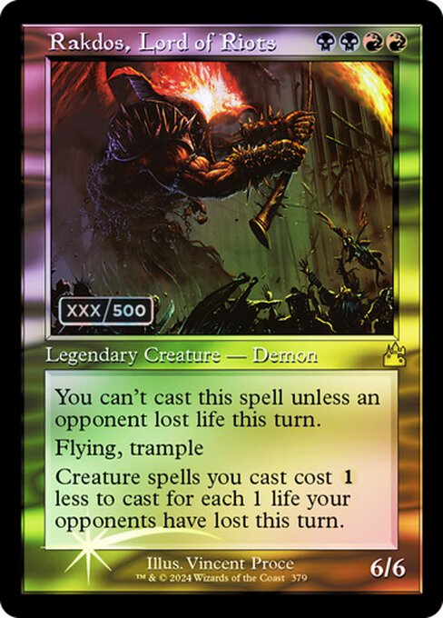 【ダブルレインボウ・Foil】【Serial Number】【旧枠】(RVR-RM)Rakdos, Lord of Riots/暴動の長、ラクドス【英語】