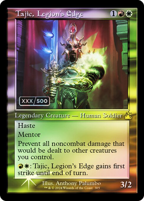 【ダブルレインボウ・Foil】【Serial Number】【旧枠】(RVR-RM)Tajic, Legion's Edge/軍勢の切先、タージク【英語】